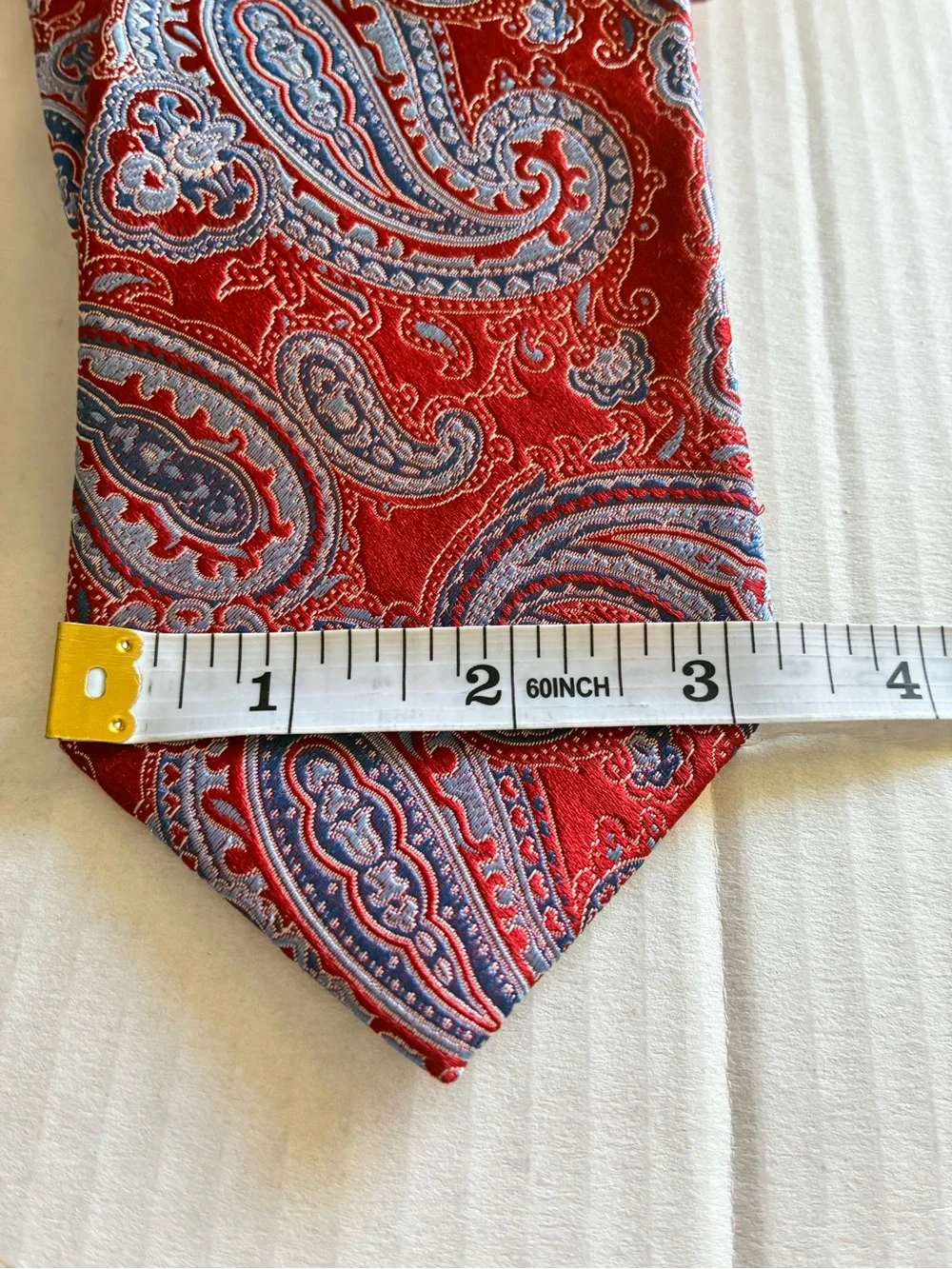 Red and Blue paisley Jacquard Patterned Men's Tie by Patrick James